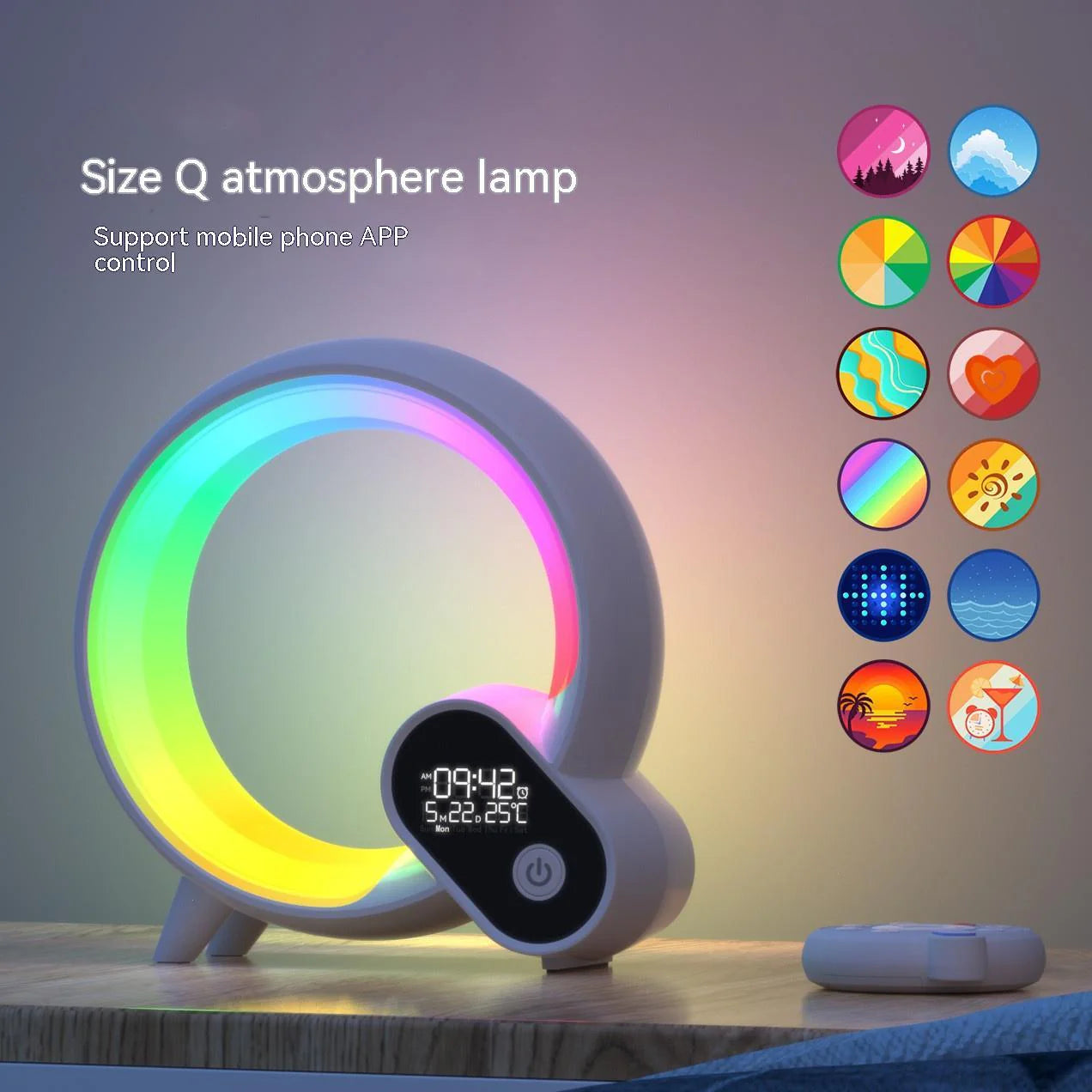 Smart Ambient Night Light with 15 White Noise Sounds, App & Remote Control, Infinite Color Modes, and Dynamic RGB Lighting