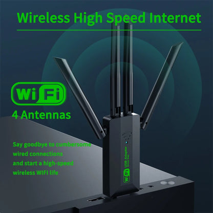 1200Mbps Dual Band Wi-Fi USB Adapter with 4 Antennas, 802.11AC, USB 3.0 High-Speed Wireless Receiver for PC/Laptop