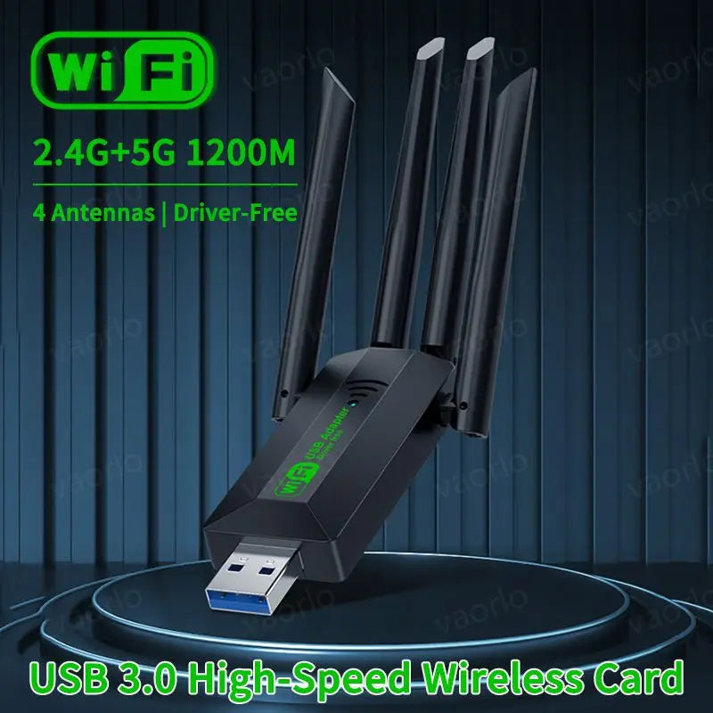 1200Mbps Dual Band Wi-Fi USB Adapter with 4 Antennas, 802.11AC, USB 3.0 High-Speed Wireless Receiver for PC/Laptop