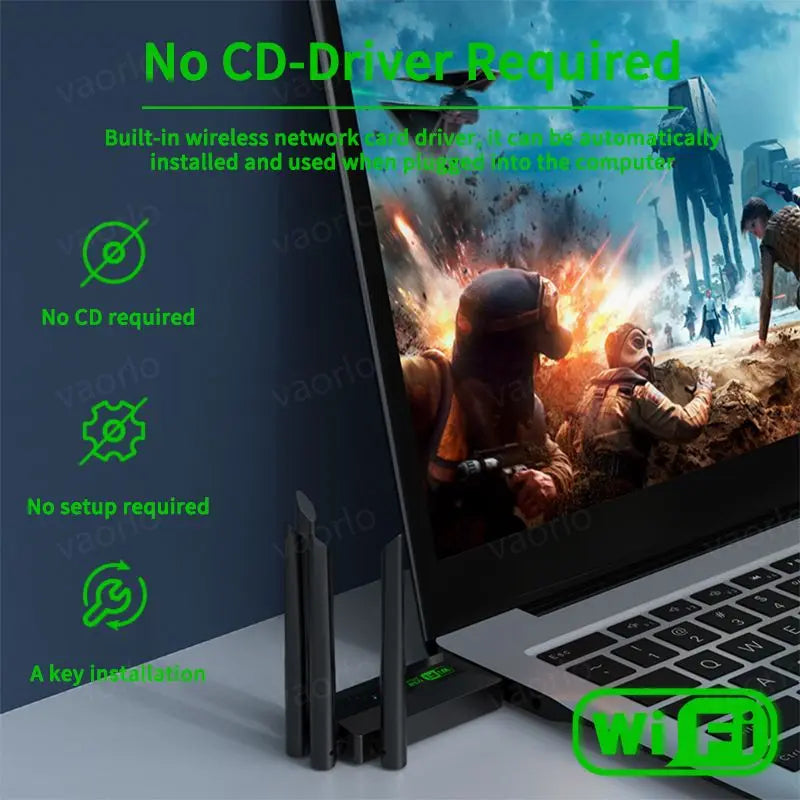 1200Mbps Dual Band Wi-Fi USB Adapter with 4 Antennas, 802.11AC, USB 3.0 High-Speed Wireless Receiver for PC/Laptop